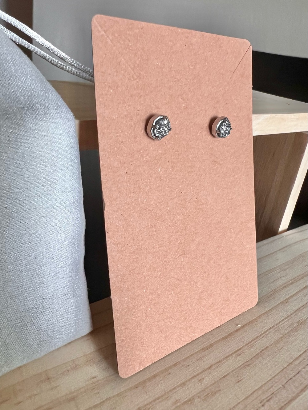 Kendra Scott Nola Stud Earrings Platinum Druzy - Picture 7 of 12